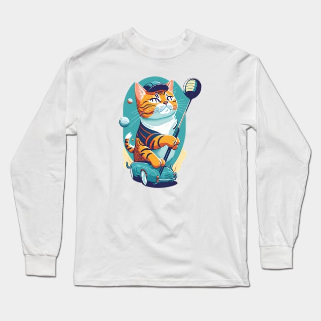 Feline Golfer: Carting to Victory! Long Sleeve T-Shirt by zoocostudio